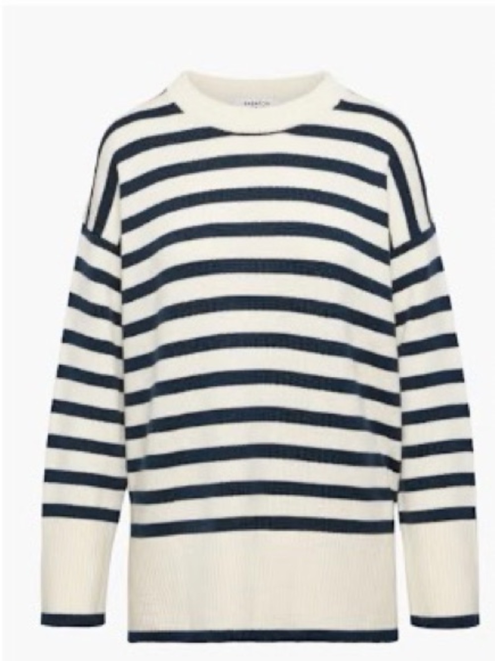 Aritzia Cream and Navy Striped Crewneck Sweater